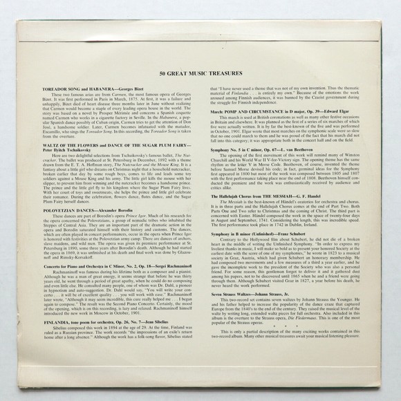 50 Great Music Treasures Famous Highlights From Operas, Symphonies, Ballet 2-LP - Picture 2 of 12